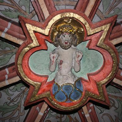 Schlussstein im Chor um 1500 (Christus als Schmerzensmann)