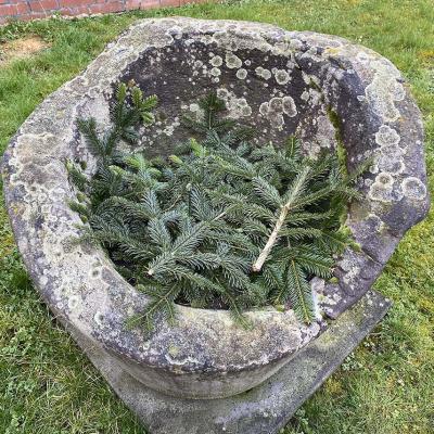 Der alte Taufstein der um 1730 eingestürzten Kirche zu Birgel